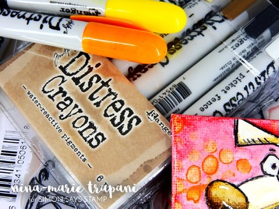 Watercoloring Stamped Images + Canvases with Distress Crayons