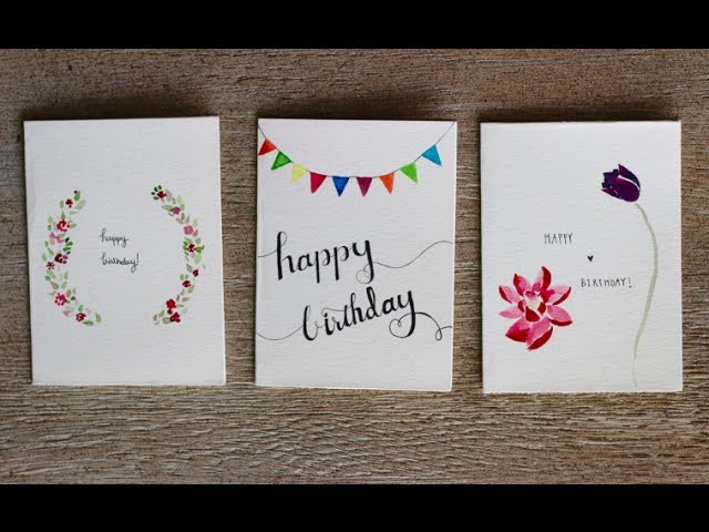 Watercolour Birthday Cards- 3 Designs- ✿ PastelDaisy