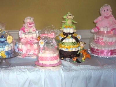 Baby Diaper Cakes and Washcloth Favors
