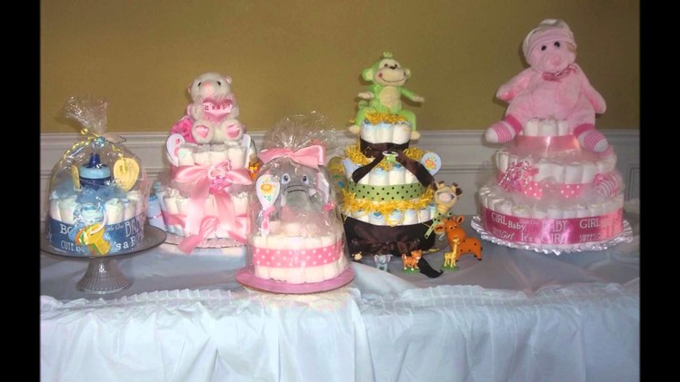 Baby Diaper Cakes and Washcloth Favors