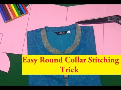 Best ever Round collar kurti tutorial ,china collar,kurti cutting  explained DIY part1 Hindi