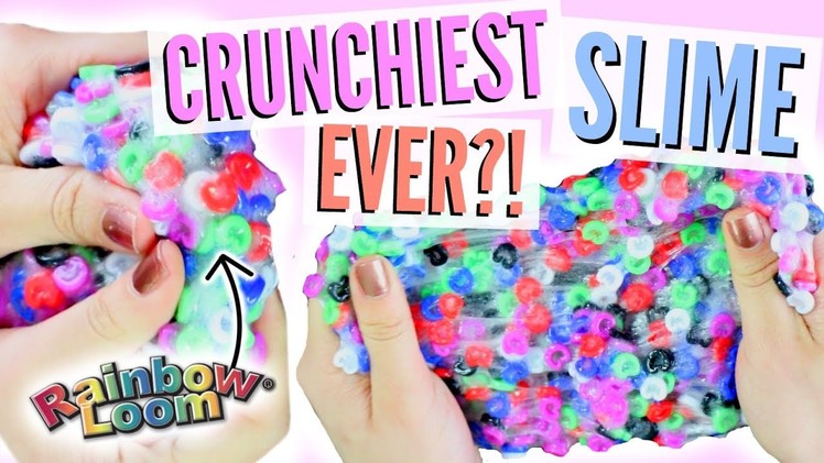 BEST NEW CRUNCHY SLIME?!! MIXING RAINBOW LOOM C-CLIPS AND SLIME! SATISFYING