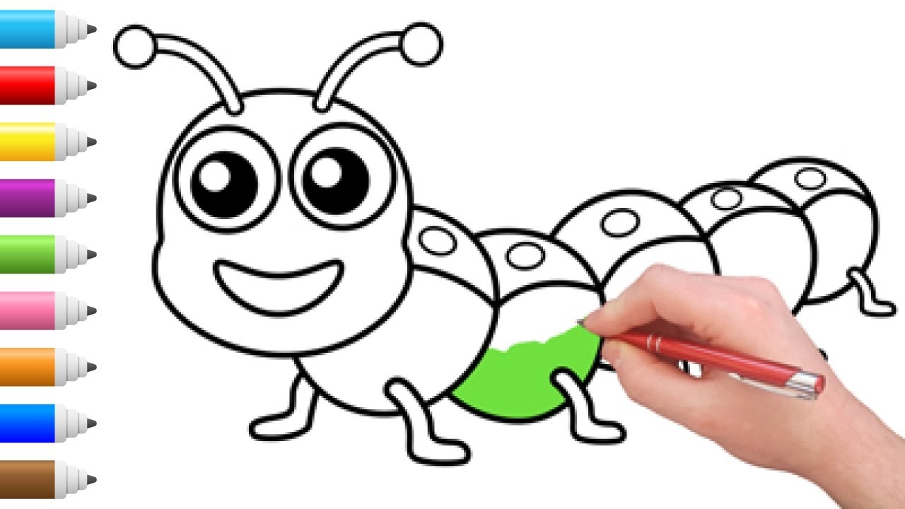 Caterpillar Coloring - Learn How to Draw and Color - Coloring Pages for
