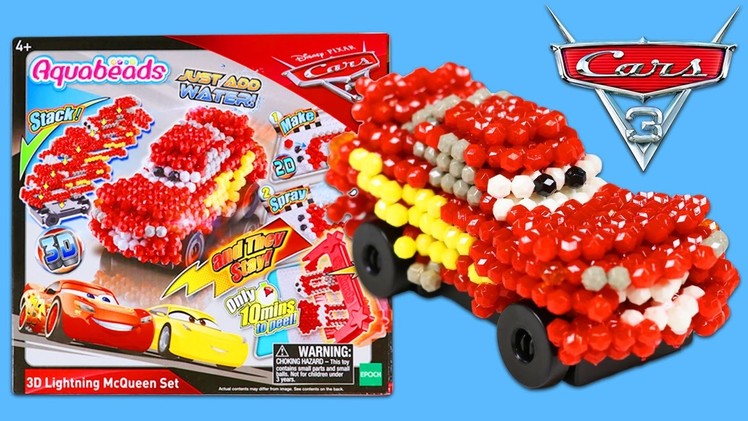 Disney Pixar CARS 3 AquaBeads 3D Lightning McQueen Playset | Magic Beads Hold Together with Water!