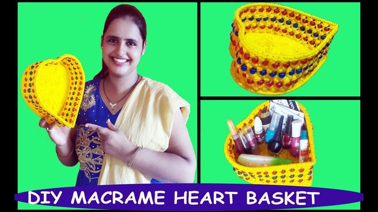 DIY How to Make Macrame Heart Basket