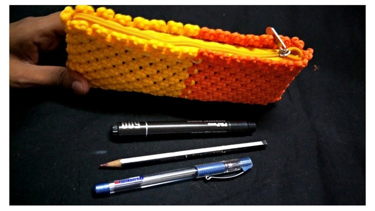Diy macrame pencil. pen pouch for school children