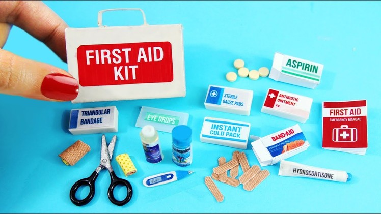 DIY MINIATURE FIRST AID KIT -  Accessories, Band Aids, Thermometer, Medicine - Easy Doll Crafts