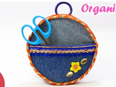 DIY Organizer from Old Jeans & Waste CDs | Best out of Waste | Sonali's Creations #79
