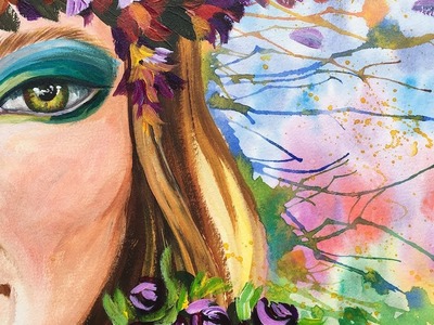 Flower Crown Girl Drip painting for Beginners Multimedia #10 #Aboutface