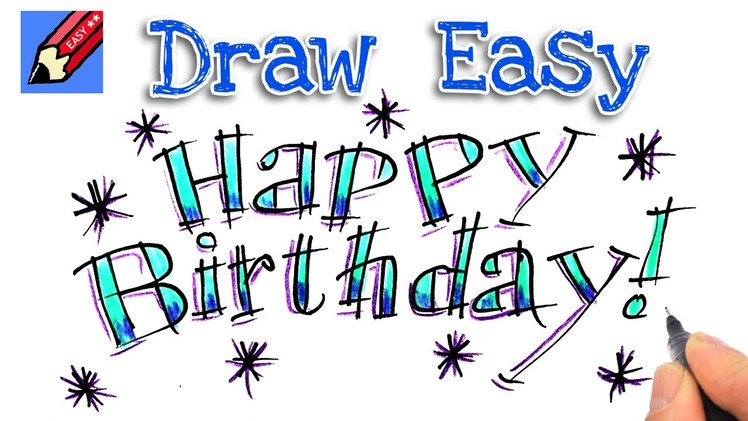 How to draw Happy Birthday  Real Easy for kids and beginners