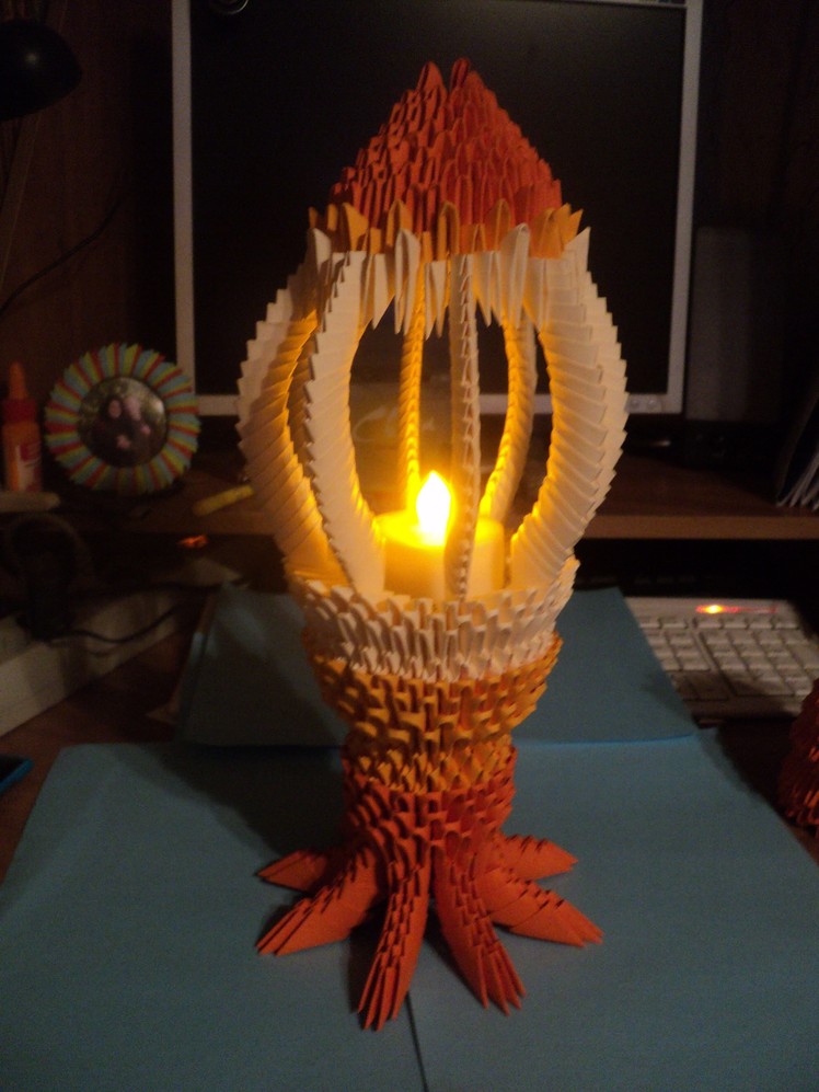 How to make 3d origami Lamp-candlestick (Photo master class)