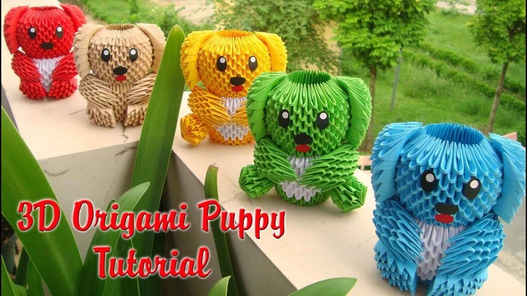 HOW TO MAKE 3D ORIGAMI PUPPY V1 TUTORIAL | DIY PAPER PUPPY TUTORIAL