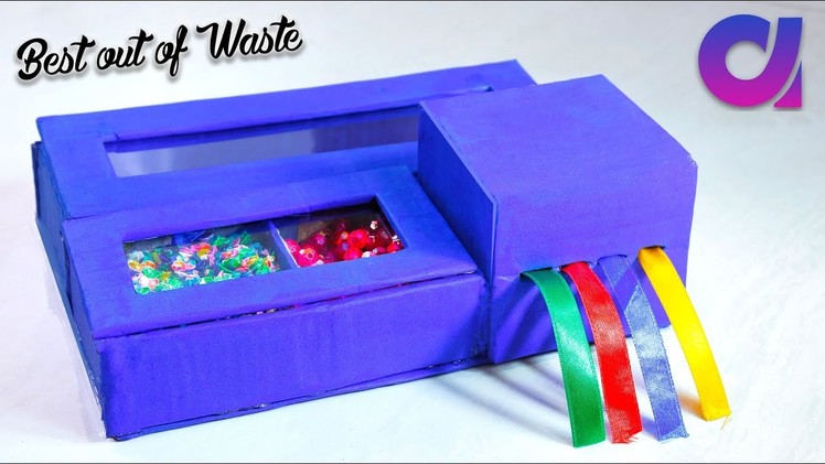 How to make new ribbon dispenser storage box from waste cardboard | Best out of waste | Artkala 211