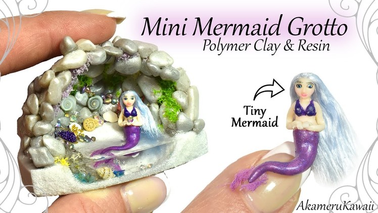 How to: Mini Mermaid Grotto - Aquarium. Fairy Garden, Resin & Polymer Clay Tutorial