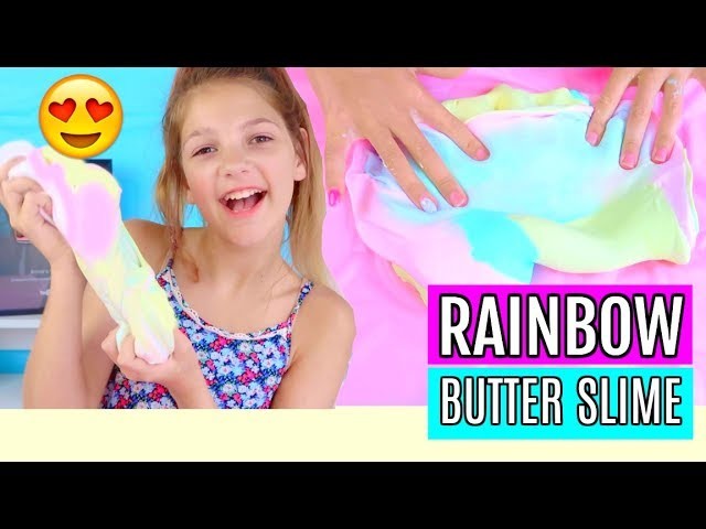 Mixing Rainbow Butter Slime| Annie's Summer Slime Series 2