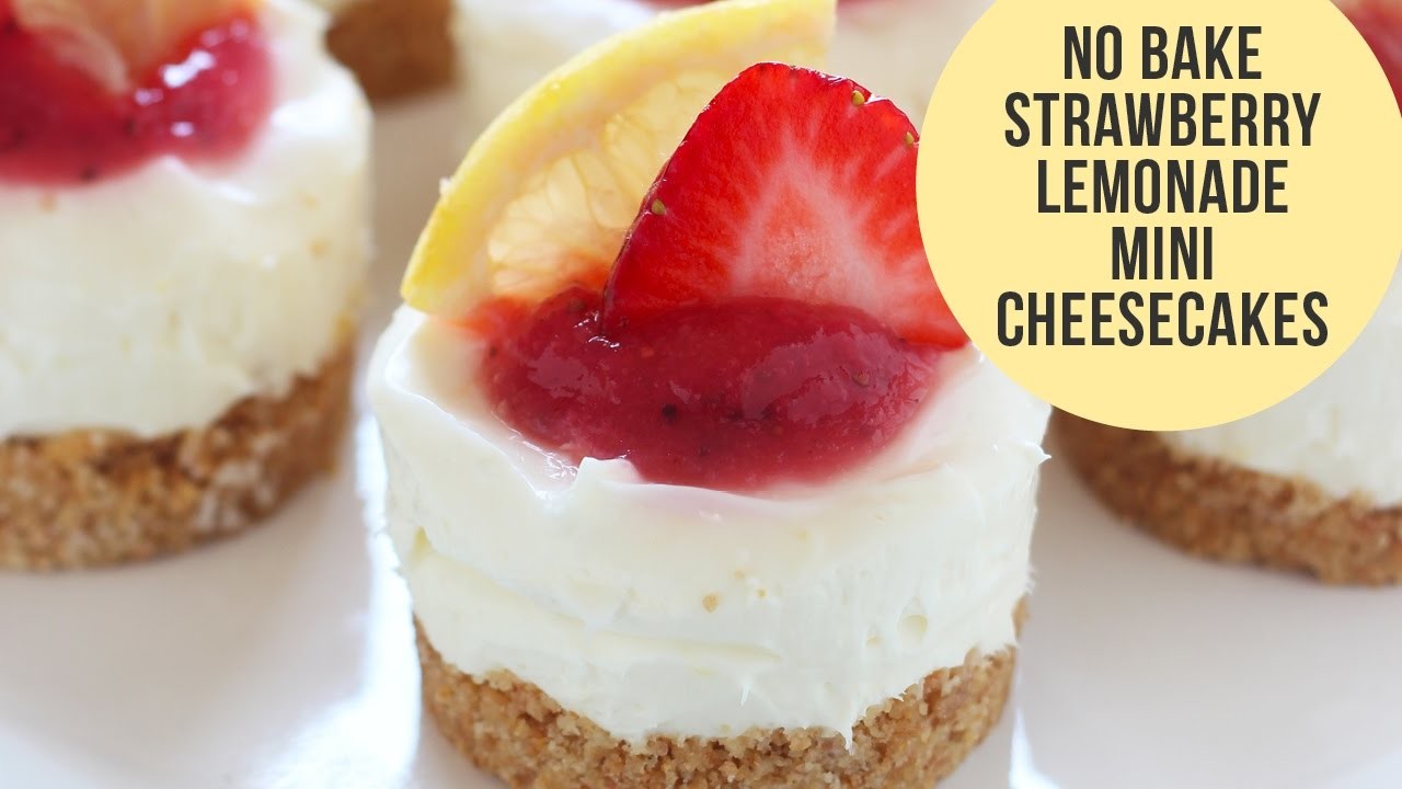 NO BAKE Strawberry Lemonade Mini Cheesecakes