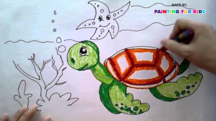 Painting animals for kids | How to draw a sea turtle step by step easy | Art for kids