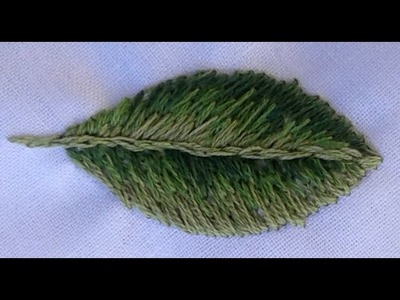 Silk shading a leaf. embroidery. flower thread painting & stitching