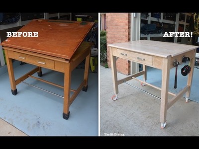 Strip Furniture: Don't Paint This Gorgeous Solid Oak Drafting Table! - Thrift Diving