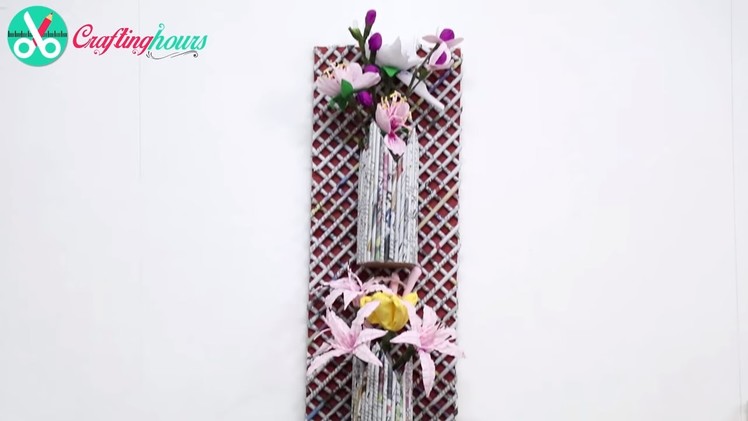 Wall Hanging Flower Vase.Pot with Newspaper & Cardboard | Easy DIY Wall Decor