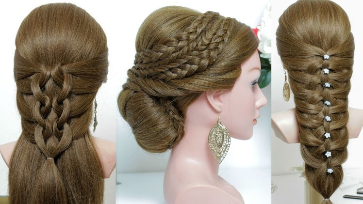 3 cute and easy hairstyles for long hair tutorial.