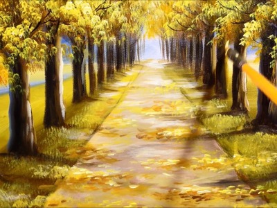 Autumn Tree Lined Road in Acrylics Tutorial Part 2