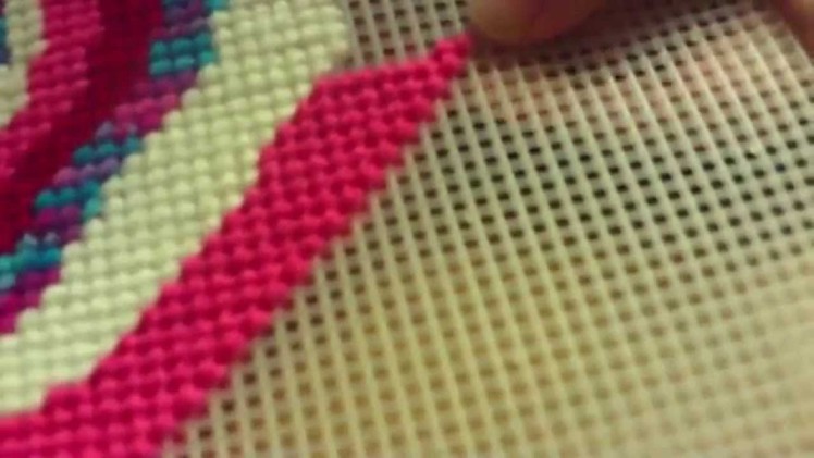 Cross Stitching A Heart Design On Plastic Canvas Mesh: Part 2