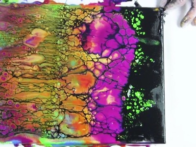 Day-5 Fluid Acrylic Pouring Swipe Technique  by Leslie Ohnstad Using Primary Elements Arte Pigments