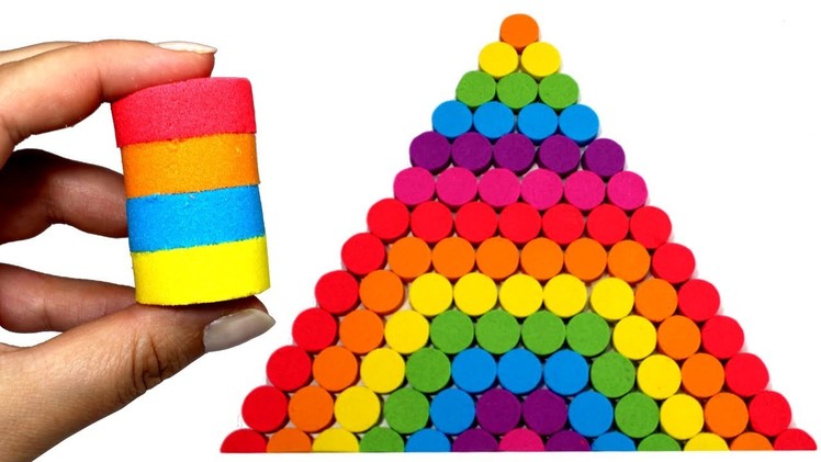 DIY How to Make Kinetic Sand Rainbow Pyramid Learn Colors Kinetic Sand Lego Brick Cake for Kids