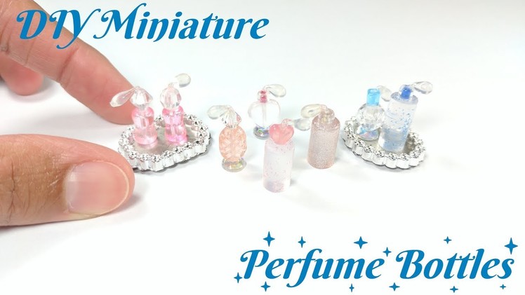 DIY Miniature Perfume Bottles & Tray - Dollhouse Beauty Products