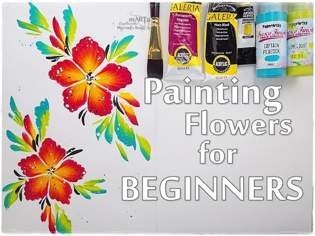 EASY Painting Acrylic Flowers for Beginners ♡ Maremi's Small Art ♡