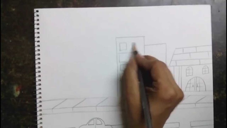 How to draw a city scene for kids