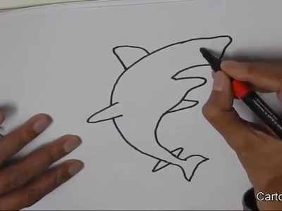 How to draw a Shark- in easy steps for children, kids, beginners