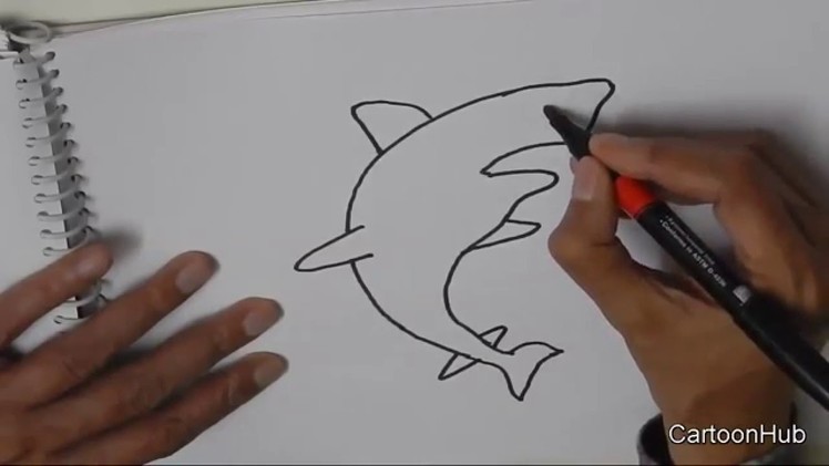 How to draw a Shark- in easy steps for children, kids, beginners