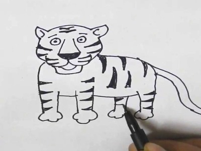 How to draw a Tiger-in easy steps for children, kids, beginners, Step by step.