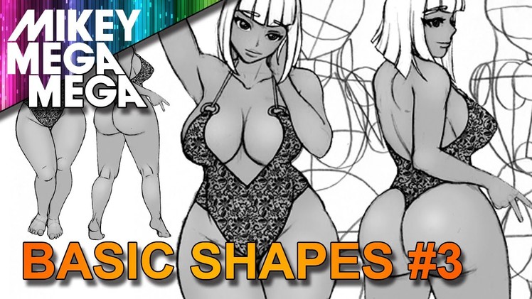How To Draw BIG THICK CURVY SHORT ANIME GIRLS FROM BASIC SHAPES #2 with MIKEY MEGA MEGA