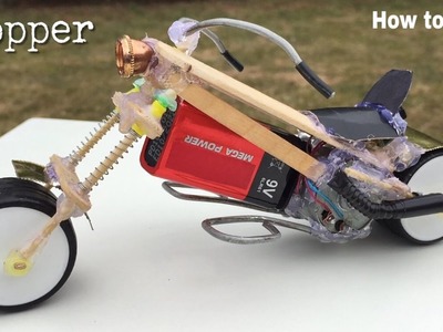 How to Make a Motorcycle Out of Popsicle Sticks and DC Motor - Awesome Toy Car -  Chopper Motorcycle