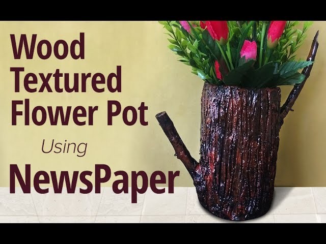 How to Make Paper Flower Vase using Newspaper | Paper Flower Pot | DIY Recycled Plastic Bottle Craft