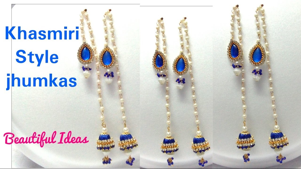 How to Make Silk thread Designer Jhumkas.Khasmiri Jhumkas Style Earrings at Home. Tutorial