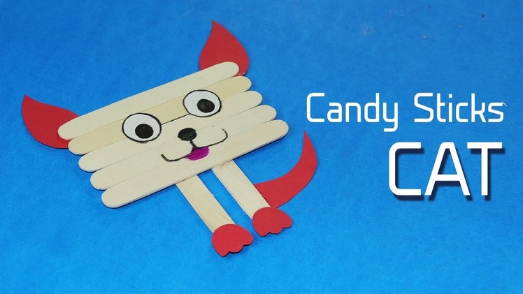 Icecream Stick Fun Crafts for Kids - Cat Face on Popsicle Stick