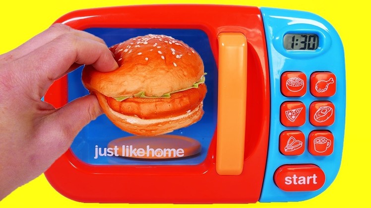Microwave Hamburger Play Doh Toys Video for Children