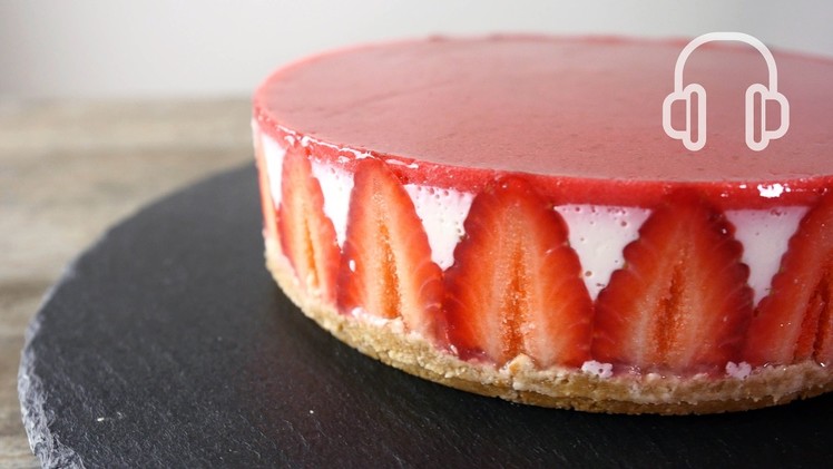 No-Bake Strawberry Cheese cake | ASMR Cooking sounds