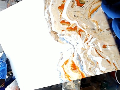 Pouring a Painting with Negative Space and Silicone - Acrylic Pouring