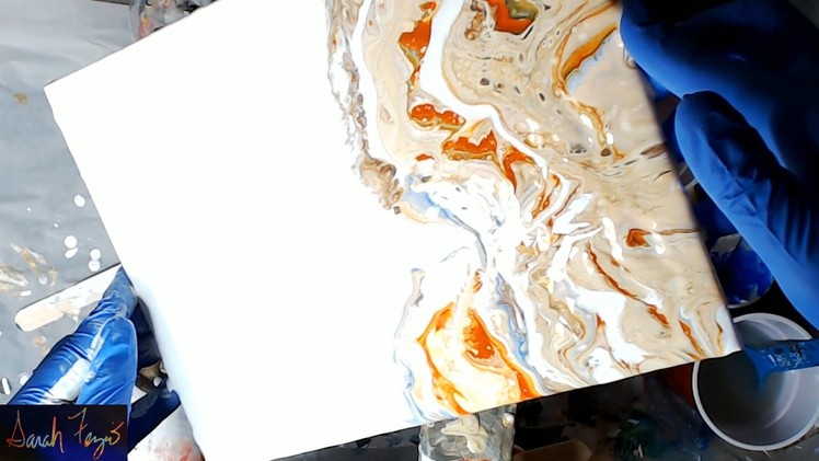 Pouring a Painting with Negative Space and Silicone - Acrylic Pouring