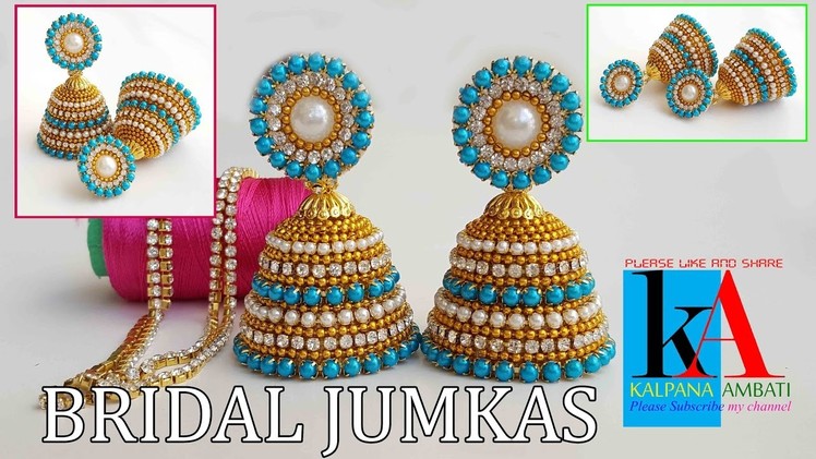 Silk Thread Earrings | Bridal Jhumkas | Silk Thread Earrings. Jhumkas with ball chain