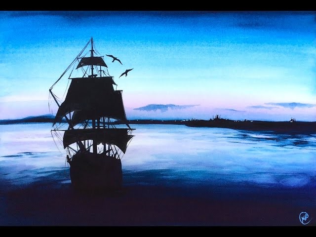 Watercolor Tall Ship Painting Demonstration