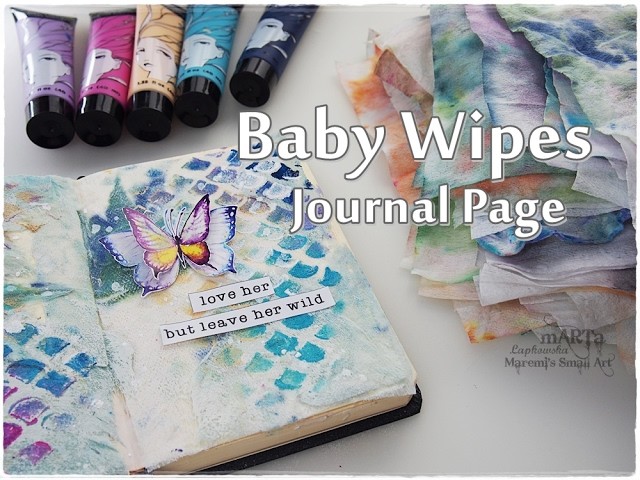 Baby Wipes Art Journal Page Process ♡ Maremi's Small Art ♡
