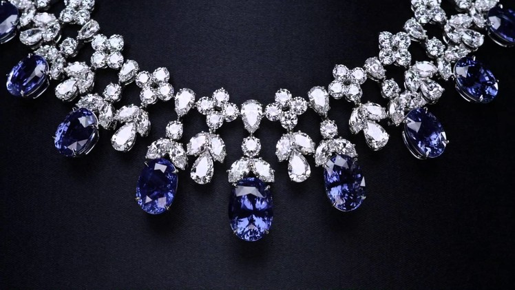 Cascading Sapphire and Diamond Drop Necklace