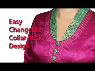 Easy Changable collar neck hindi tutorial, changable collar kurti neck design