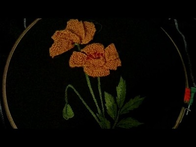 Hand embroidery 3D flower and leaves with easy basic stitches